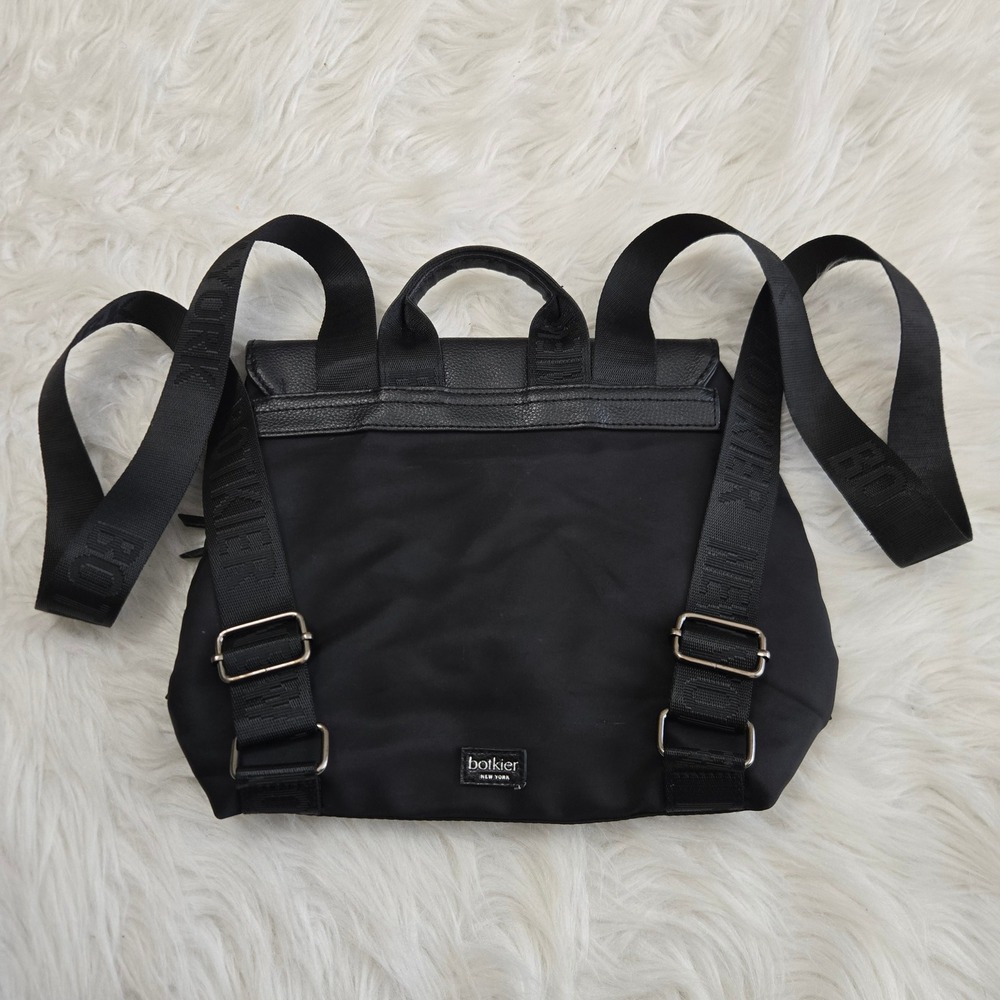 Botkier New York Black Nylon Leather Trim Mini Trigger Backpack Logo Straps - Picture 3 of 8